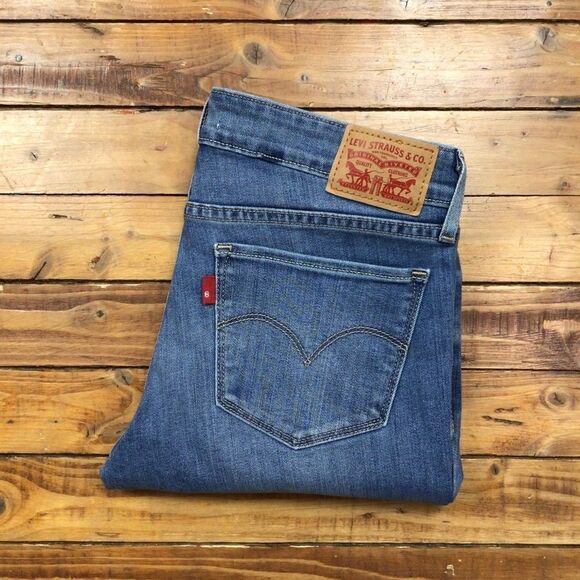 LEVI’S 711 jeans mid rise skinny flattering body hugging stretchy blue denim 27 - Picture 13 of 13